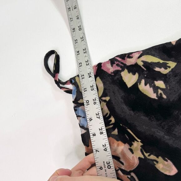 ASOS Maxi Dress Womens 8 Velvet Burnout Devore Slip Lace Up Back Strappy Black - Picture 4 of 9